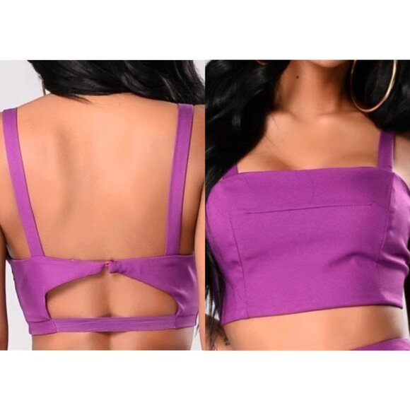 FASHION NOVA Lorie Dorie Purple Square Neck Cutout Back Y2K Crop Top Tank Top XL - Picture 1 of 10